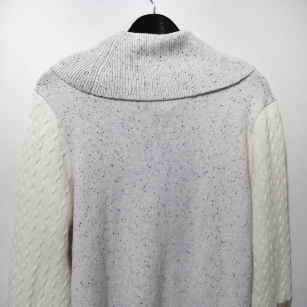 CALVIN KLEIN Acrylic Blend White Mixed Stitch Colorblocked Cowlneck Sweater - Picture 12 of 12